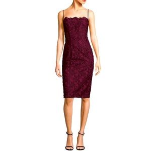 Black Halo Burgundy Sora Lace Sheath Dress, Sz 4